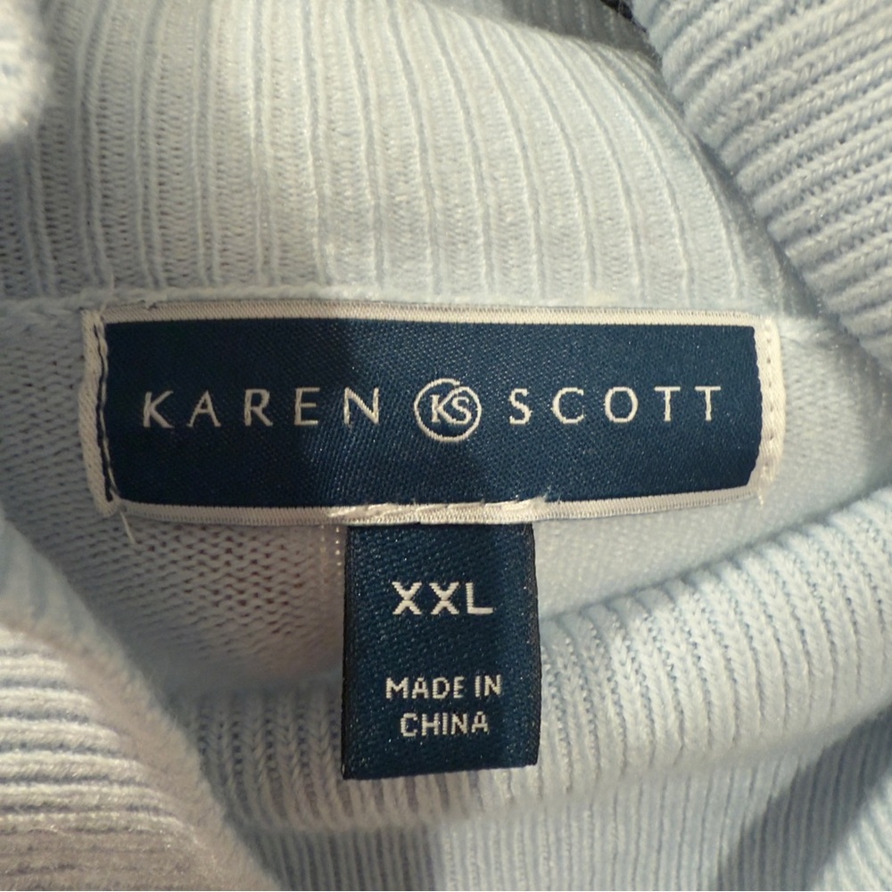Karen Scott Turtleneck Sweater Light Blue Women Size XXL Acrylic Long Sleeves - Picture 7 of 12